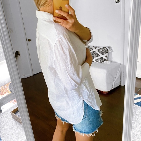 🐚 ZARA WHITE LINEN LOOSE FIT COLLARED SHIRT! - Picture 5 of 12